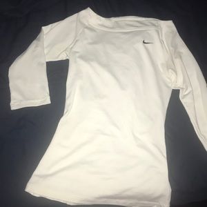 White Nike Dri-Fit Three Quarter Sleeve Top